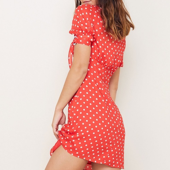 The East Order Dusty Polka Dot Mini Dress in Red - Picture 2 of 10